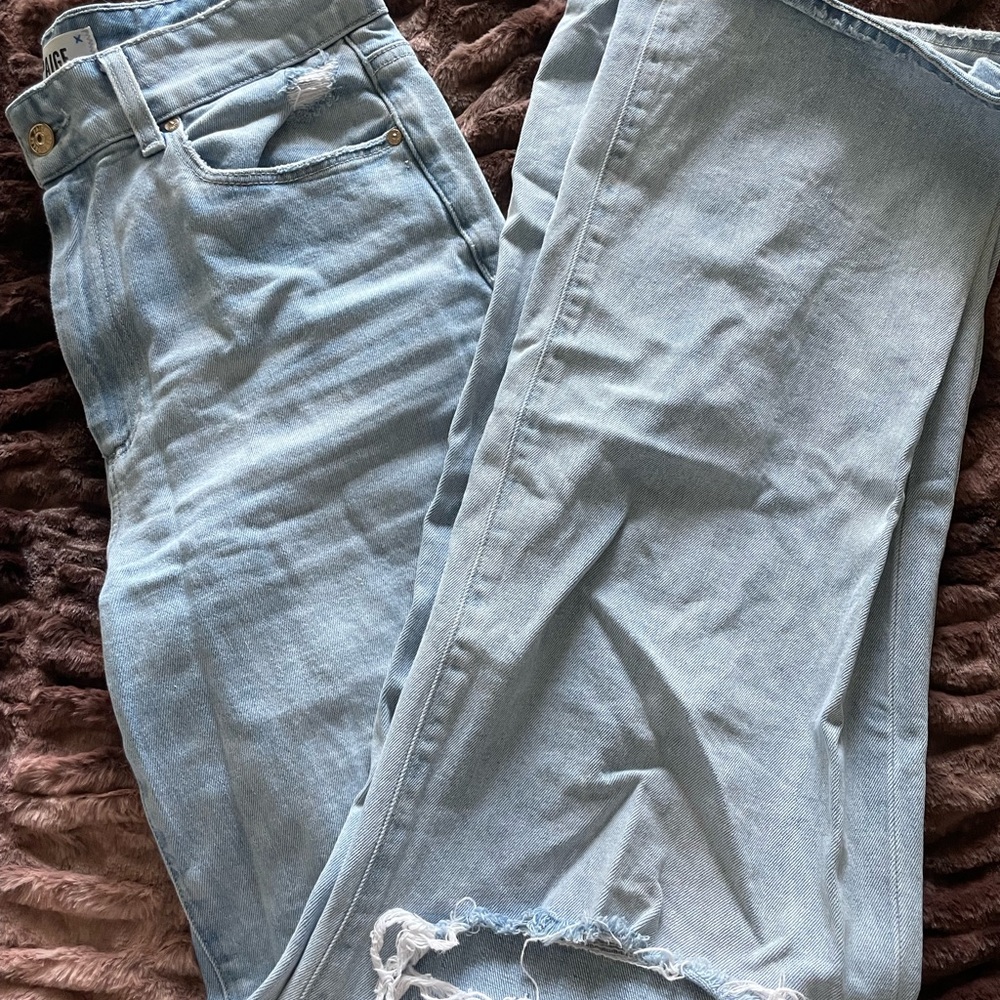 PAIGE Sasha Light Blue High-Waist Distressed Straight Jeans - Picture 9 of 10